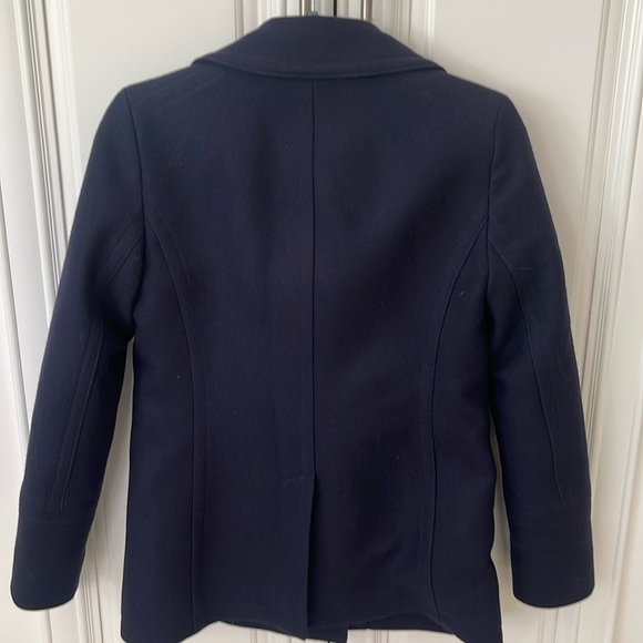 J. Crew Nello Gori Wool Cashmere Navy Bluee double breasted pea coat sz 0 - Picture 7 of 12